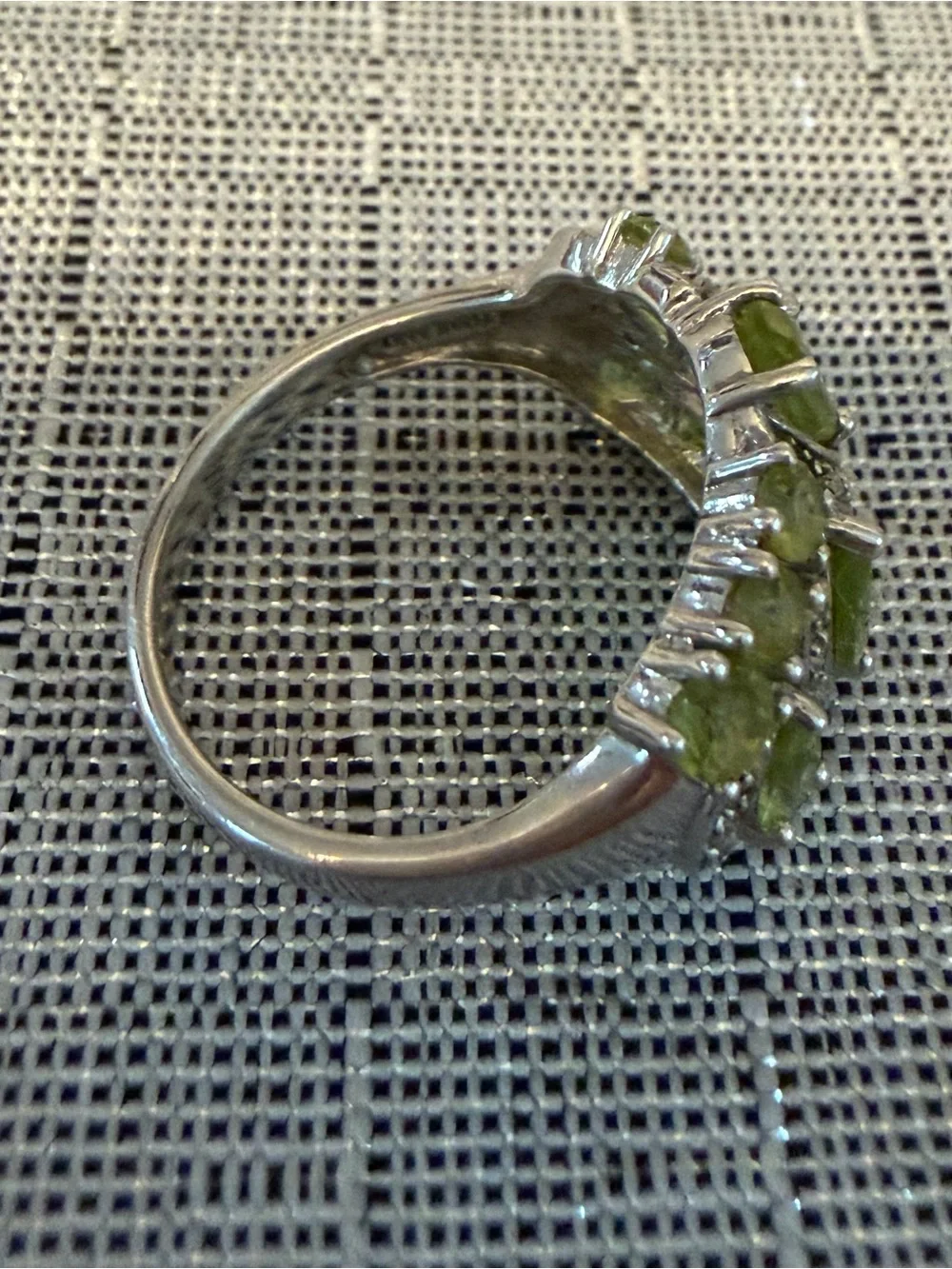 Peridot Green Multi-Stone Sterling Silver Band Ring